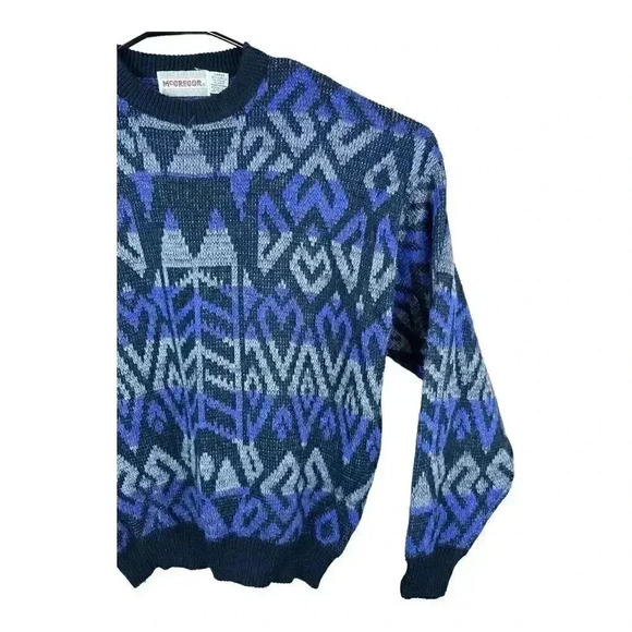 Vintage McGregor Sweater Sz Large Acrylic Geometric Abstract Mens 1980s Usa - Picture 2 of 11